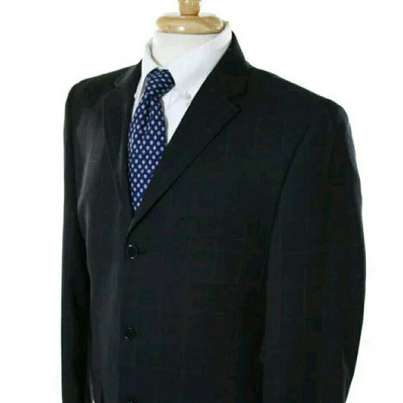 Evan picone checkered 40 blue blazer suit jacket